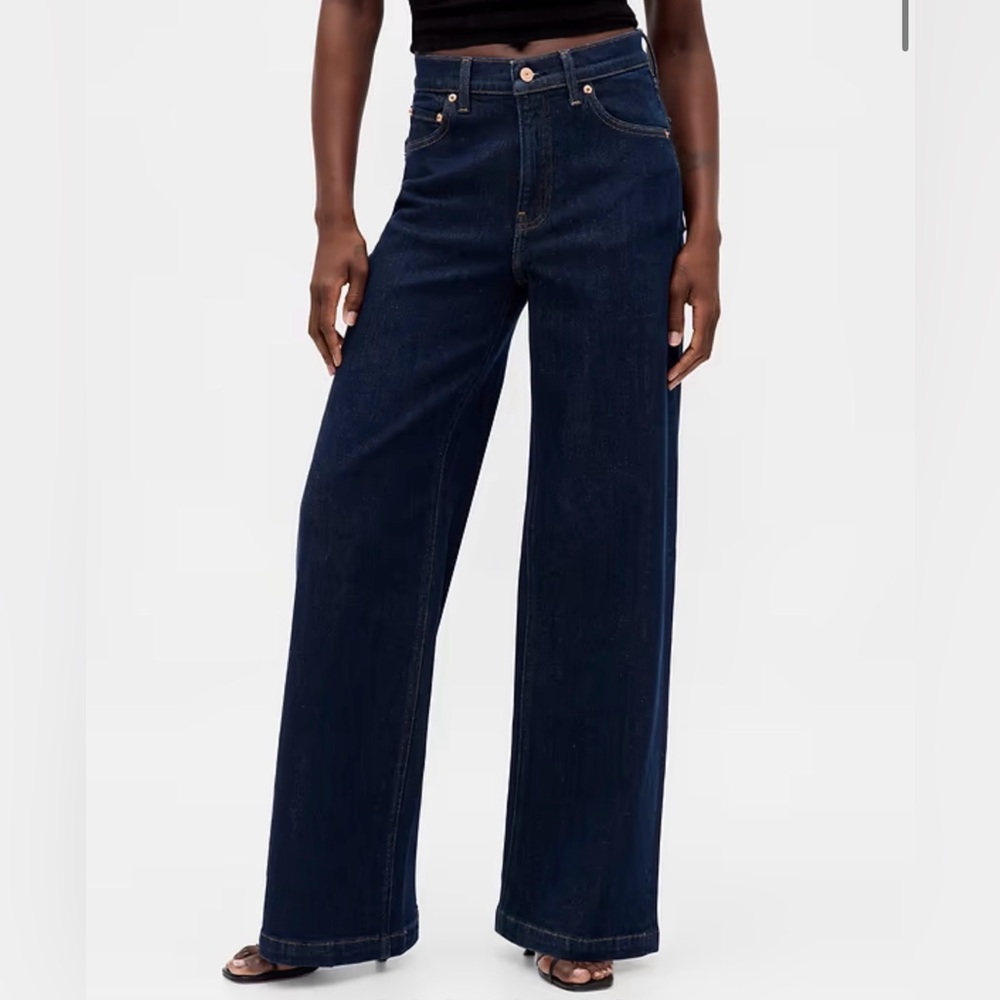 GAP Women's Stride - SIZE 6 TALL - 6T - Wide-Leg Jeans in Dark Indigo